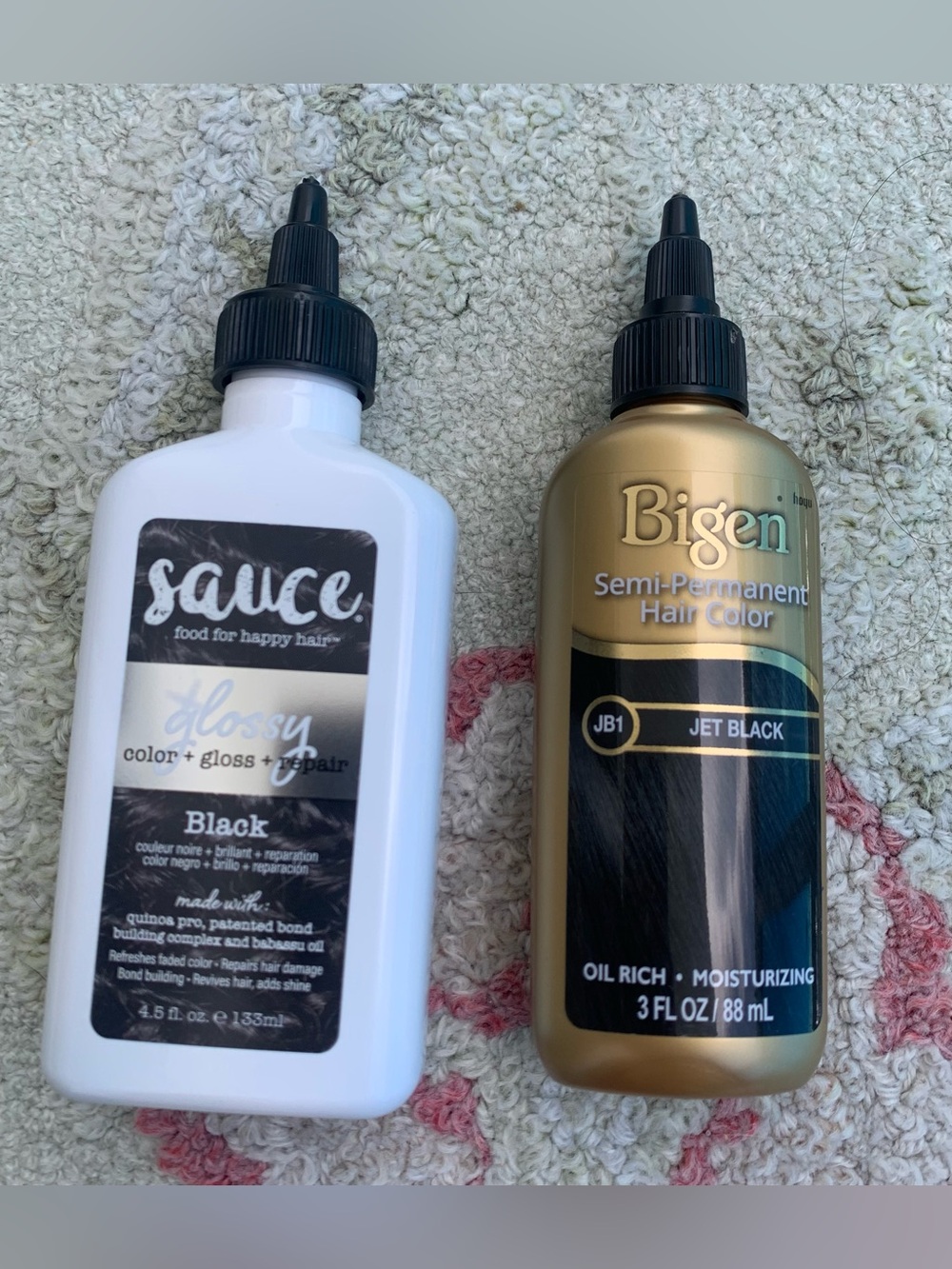 Sauce black semi-permanent hair color and bigen black semi-permanent hair color